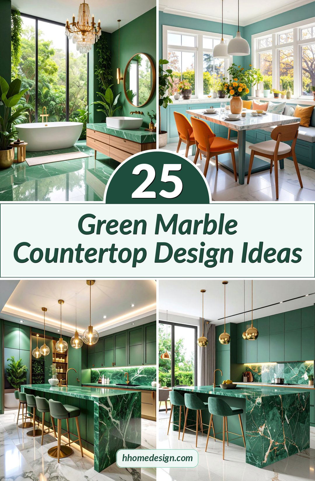 25 Green Marble Countertop Design Ideas