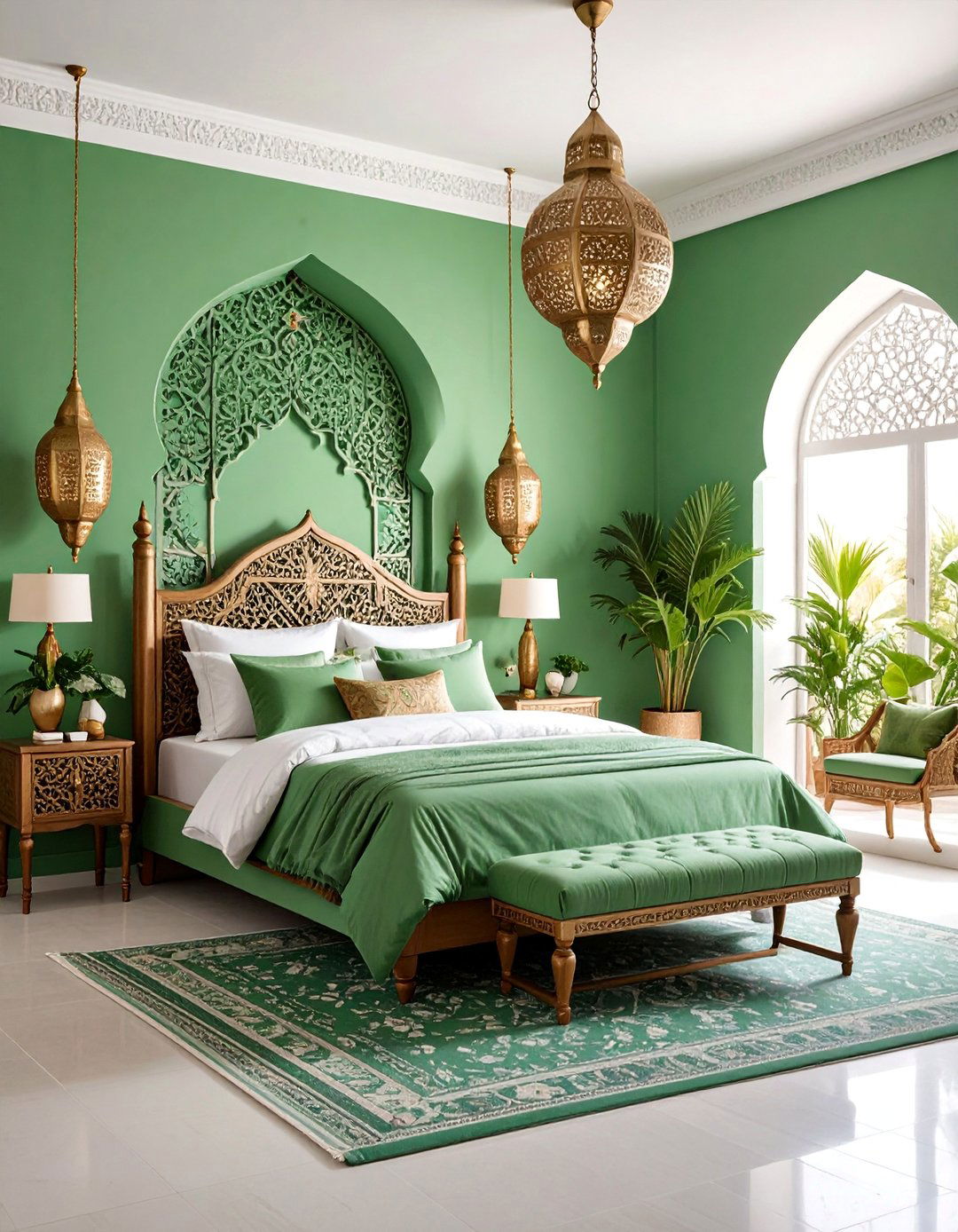 Green Moroccan Inspired Bedroom - 25 Green Boho Bedroom Ideas