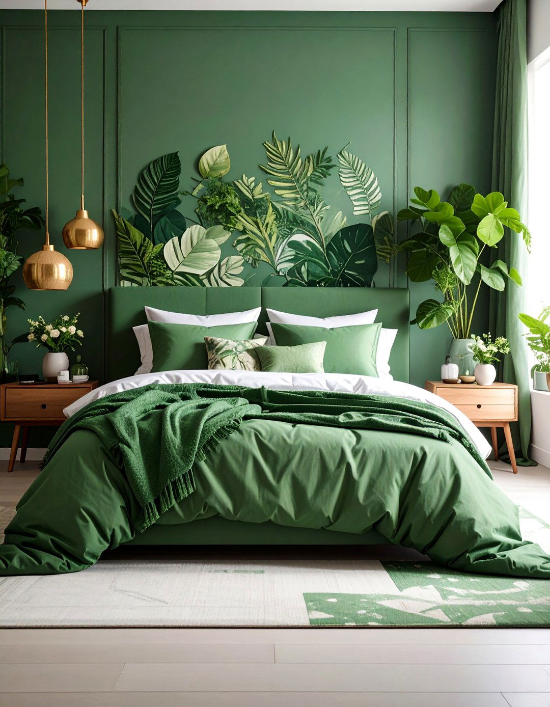 Green Patterned Textile Bedroom - 25 Green Boho Bedroom Ideas