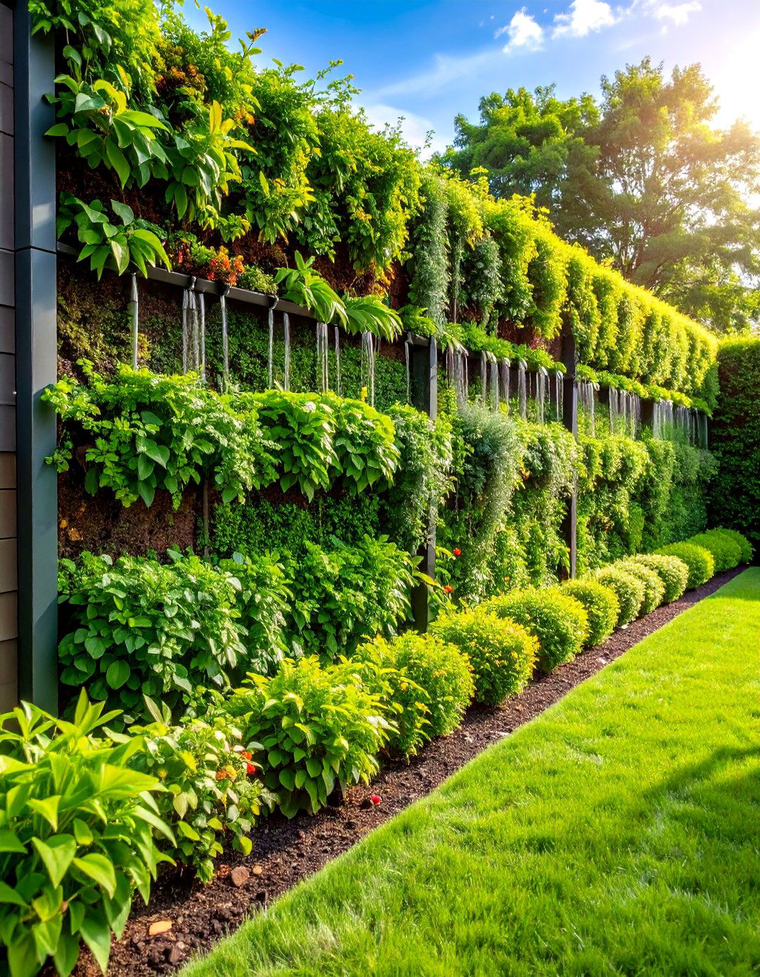 Green Retaining Wall with Integrated Irrigation Systems - 25 Retaining Wall Ideas for Sloped Backyard