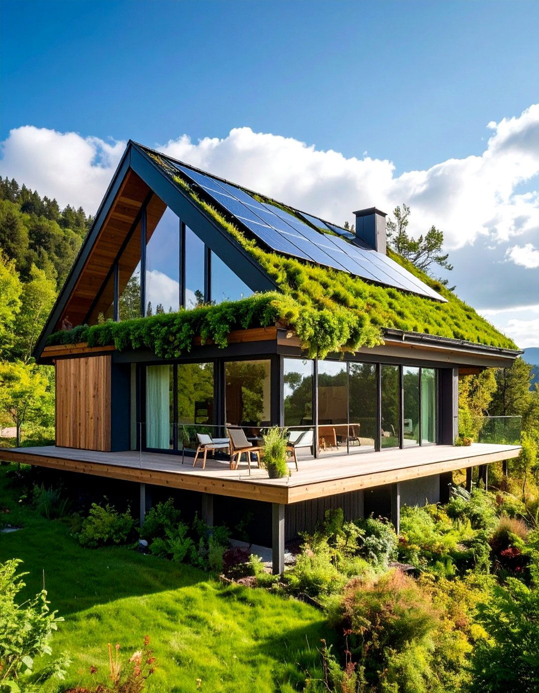 Green Roof with Living Wall Integration - 25 Minimalist House Exterior Ideas