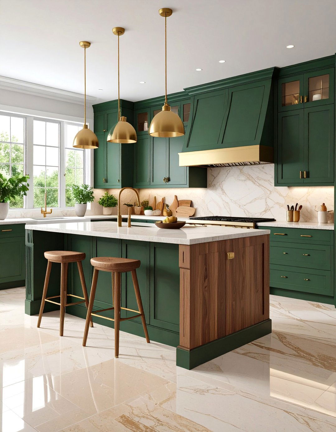 Green Shaker Elegance Travertine Floor Kitchen - 25 Travertine Floor Kitchen Ideas