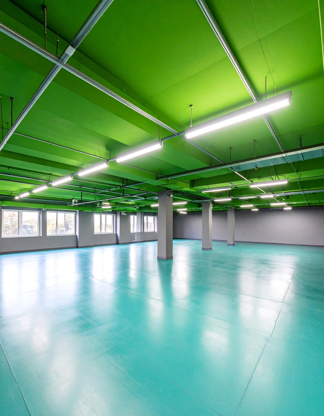 Green Suspended Ceiling System in Basement - 25 Green Ceiling Ideas