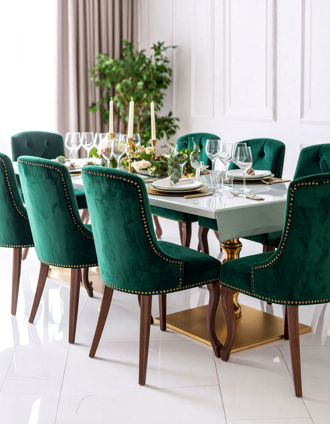 Green Velvet Dining Chairs with Luxurious Comfort - 25 Green Dining Room Ideas