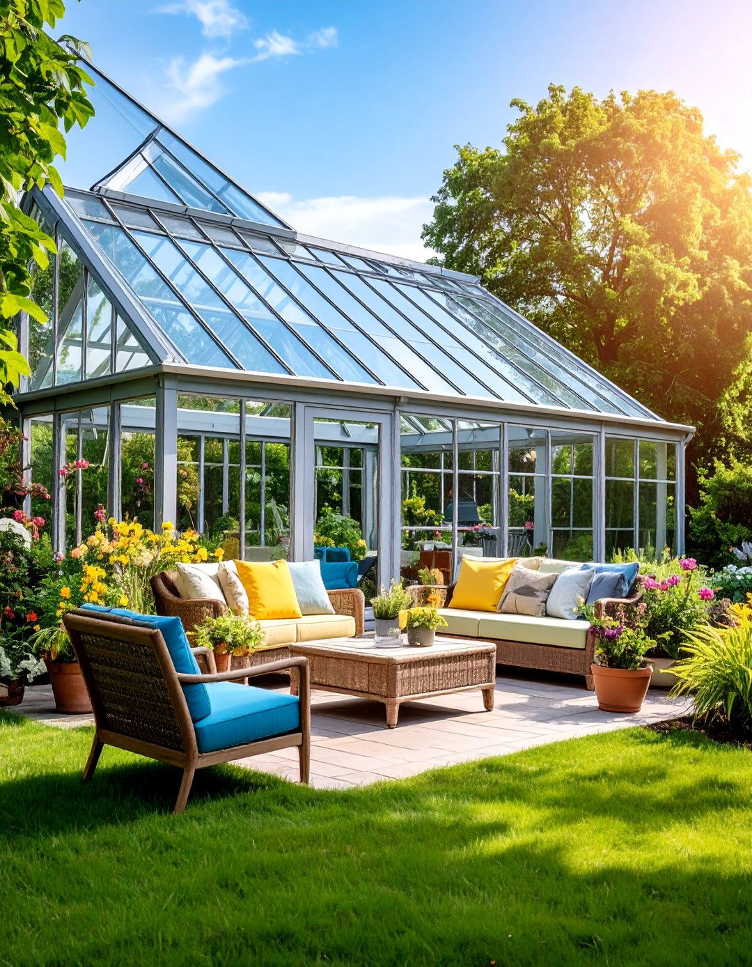Greenhouse Conservatory with Living Room Integration - 25 Greenhouse Ideas