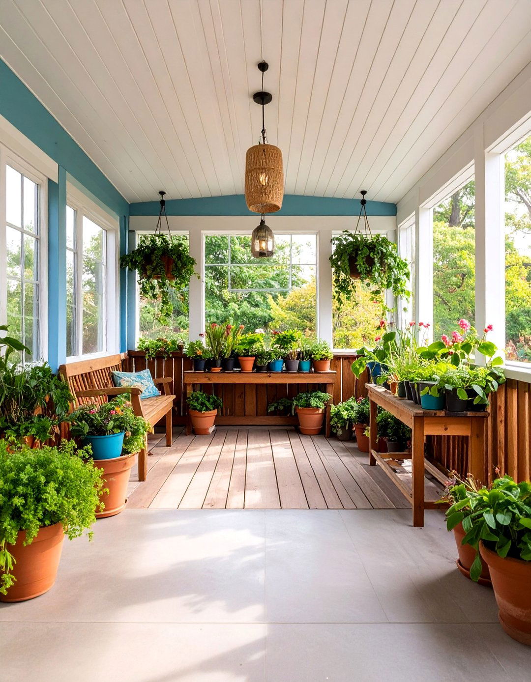 Greenhouse Garden Three Season Porch with Plant Collections - 25 Three Season Porch Ideas