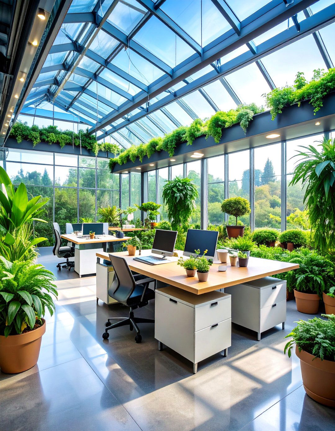 Greenhouse Office with Living Wall Elements - 25 Home Office for Couples Ideas and Designs