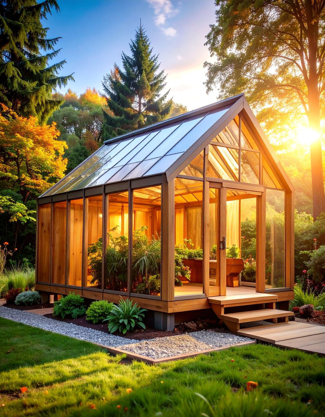 Greenhouse Sauna with Year Round Growing Space - 25 Outdoor Sauna Ideas