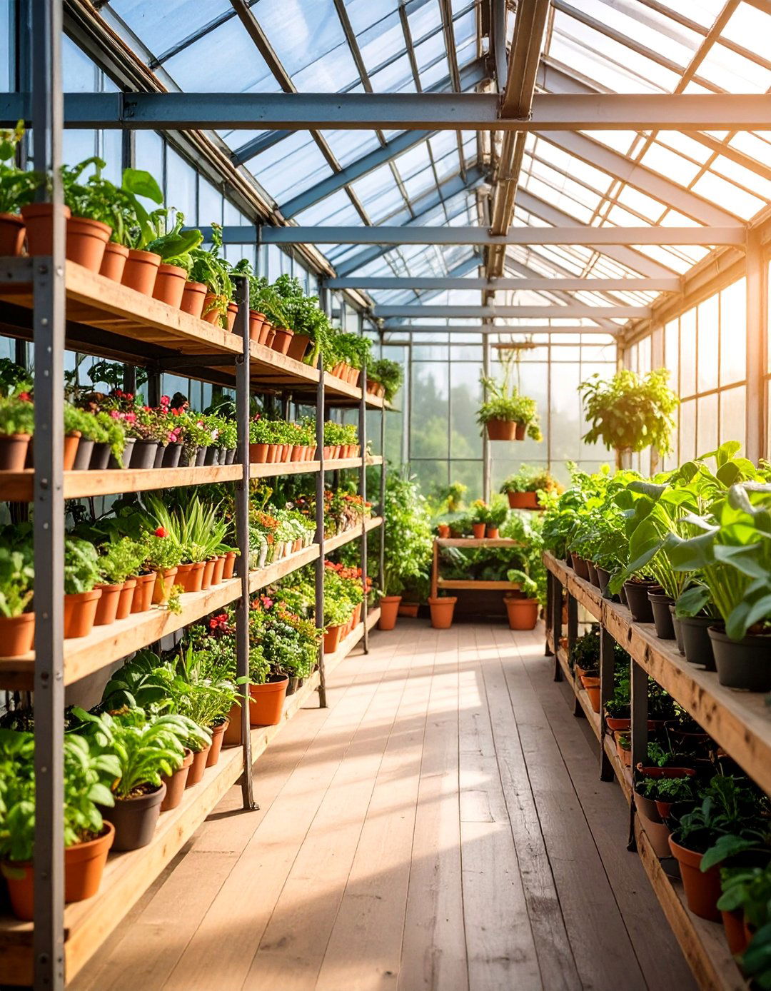 Greenhouse Shelving from Repurposed Industrial Materials - 25 Greenhouse Shelving Ideas