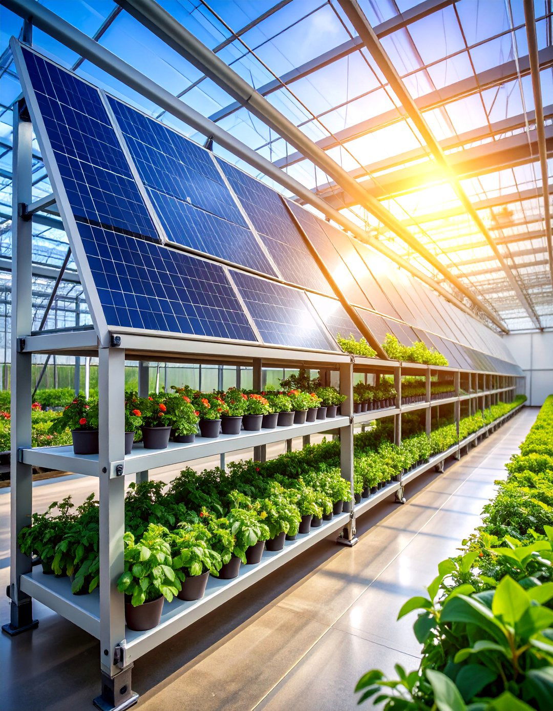 Greenhouse Shelving with Solar Powered Features - 25 Greenhouse Shelving Ideas