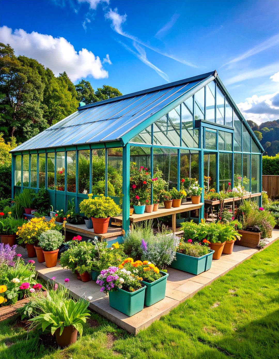 Greenhouse and Potting Shed Terrace Complex - 25 Down Sloped Backyard Ideas