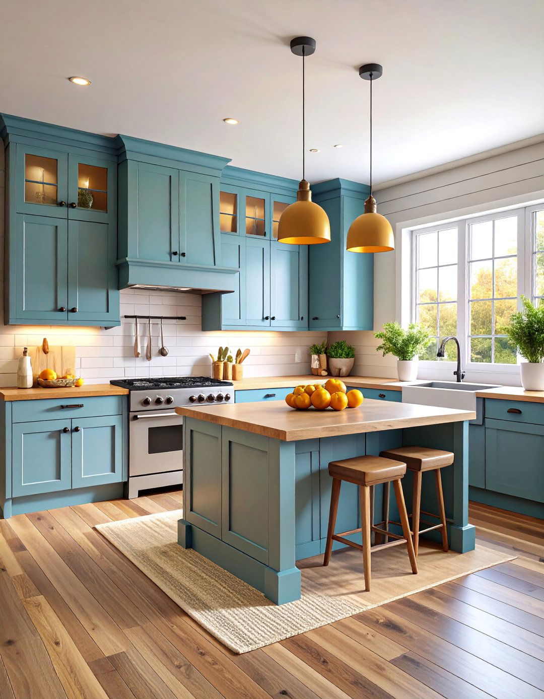 Greige Farmhouse Kitchen with Monotone Shiplap Design - 25 Kitchens With Butcher Block Countertops