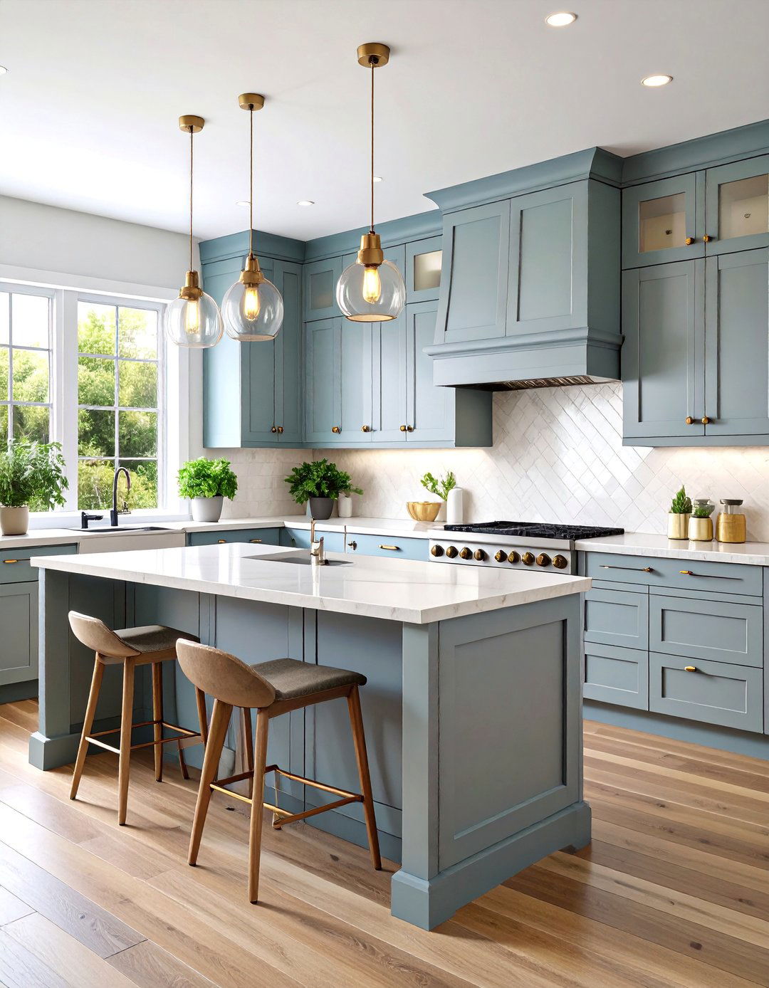 Greige Kitchen Cabinets with Mixed Metals - 25 Kitchen Cabinet Color Ideas