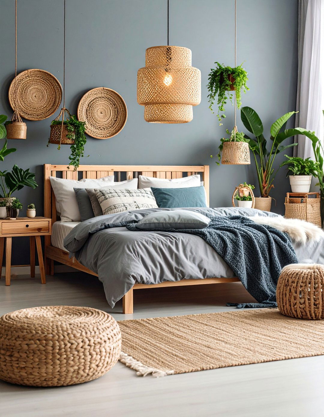 Grey Boho Bedroom with Sustainable Natural Materials - 25 Grey Boho Bedroom Ideas