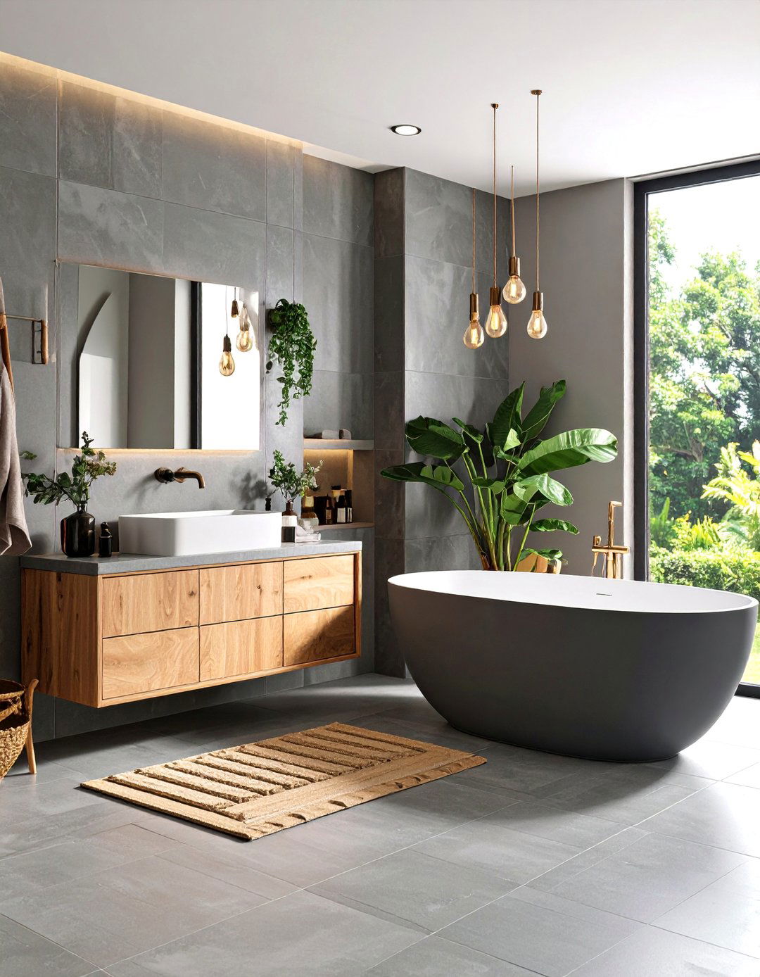 Grey Cement Tile Look - 25 Grey Tile Bathroom Ideas
