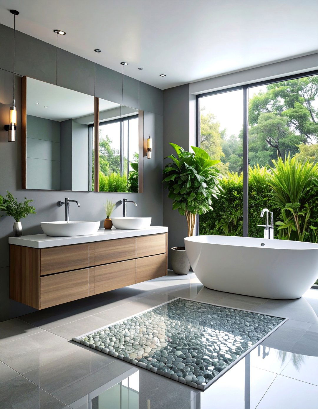 Grey Glass Mosaic Accent - 25 Grey Tile Bathroom Ideas