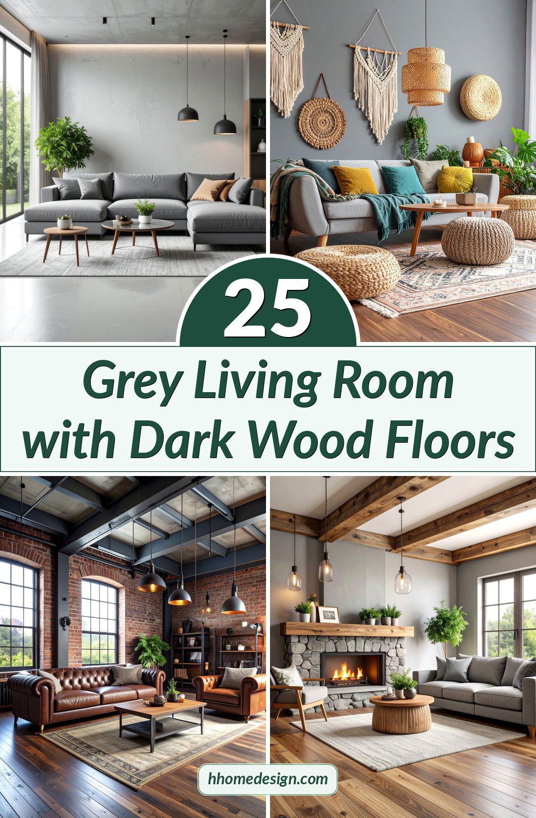 25 Grey Living Room with Dark Wood Floors