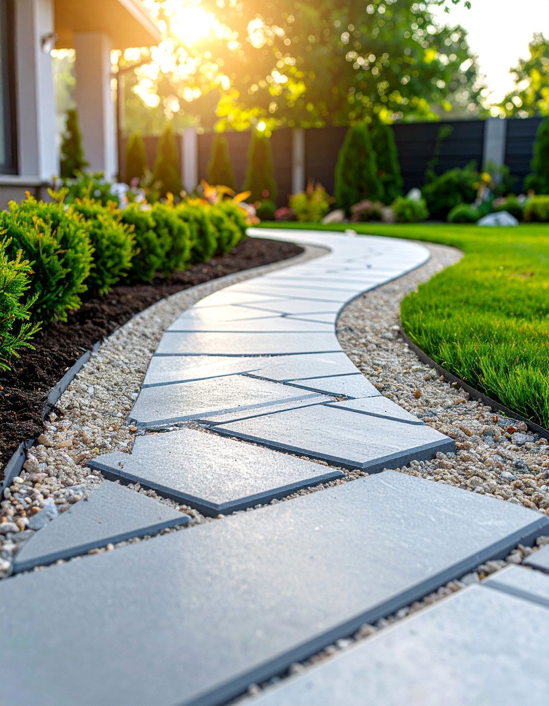 Grey Paver Walkway with Permeable Joint Sand - 25 Grey Paver Walkway Ideas