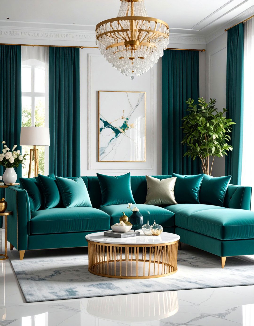 Grey Sectional with Jewel Tone Accents - 25 Grey Sectional Living Room Ideas