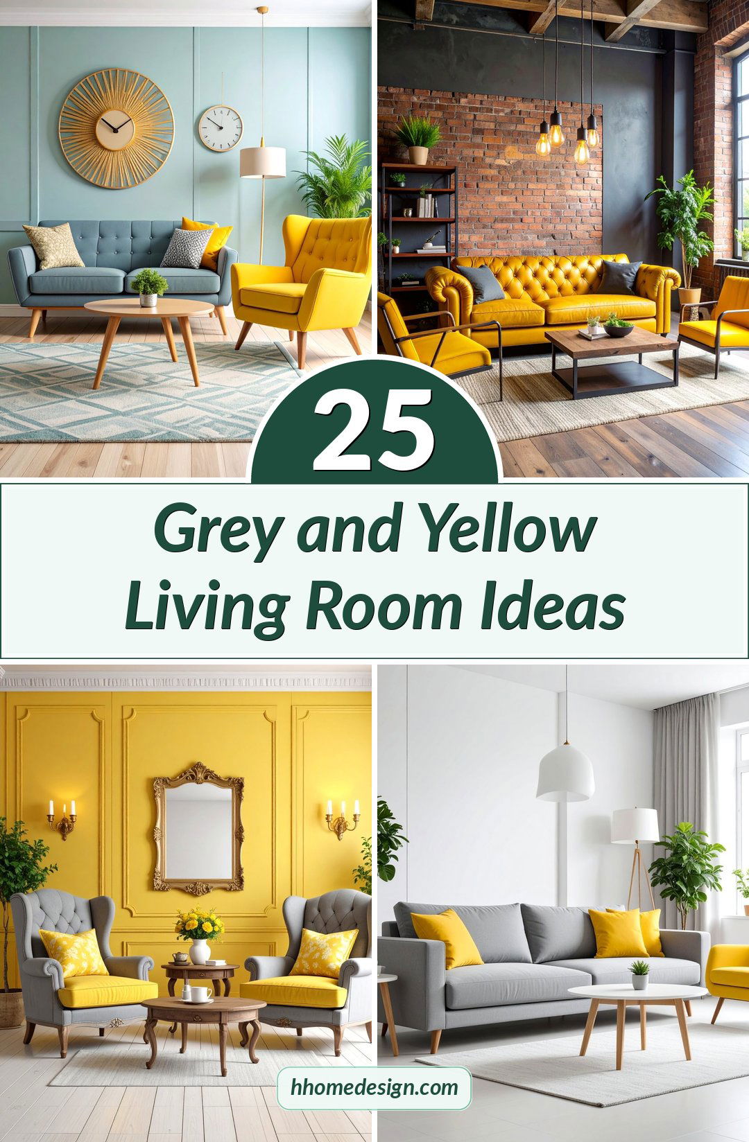 25 Grey and Yellow Living Room Ideas