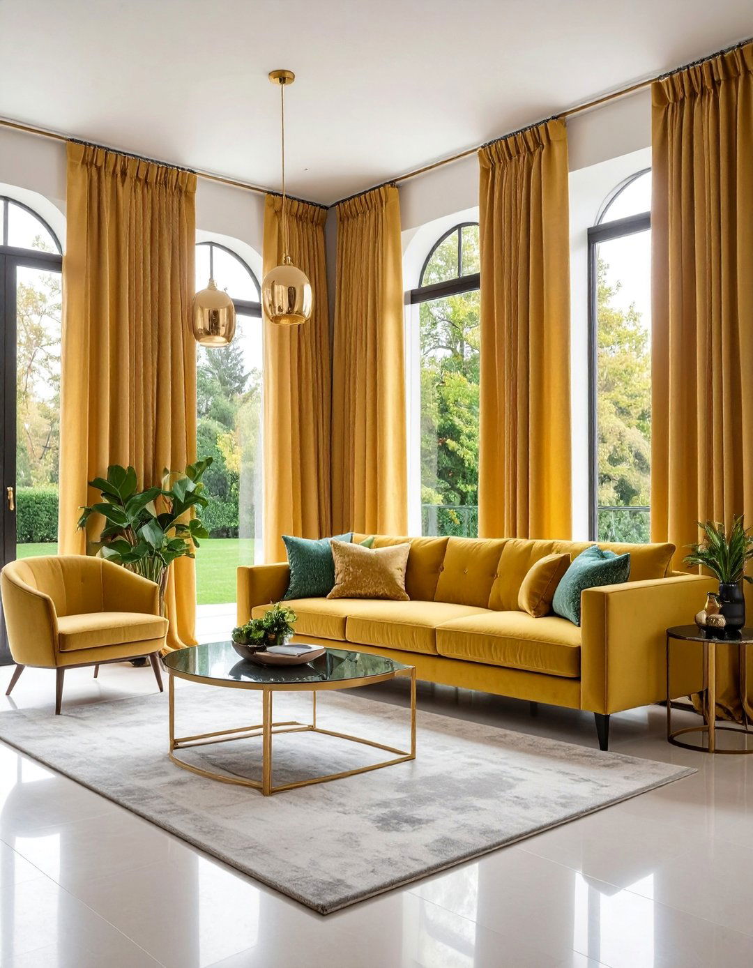 Grommet Living Room Curtains with Modern Hardware - 25 Living Room Curtain Ideas