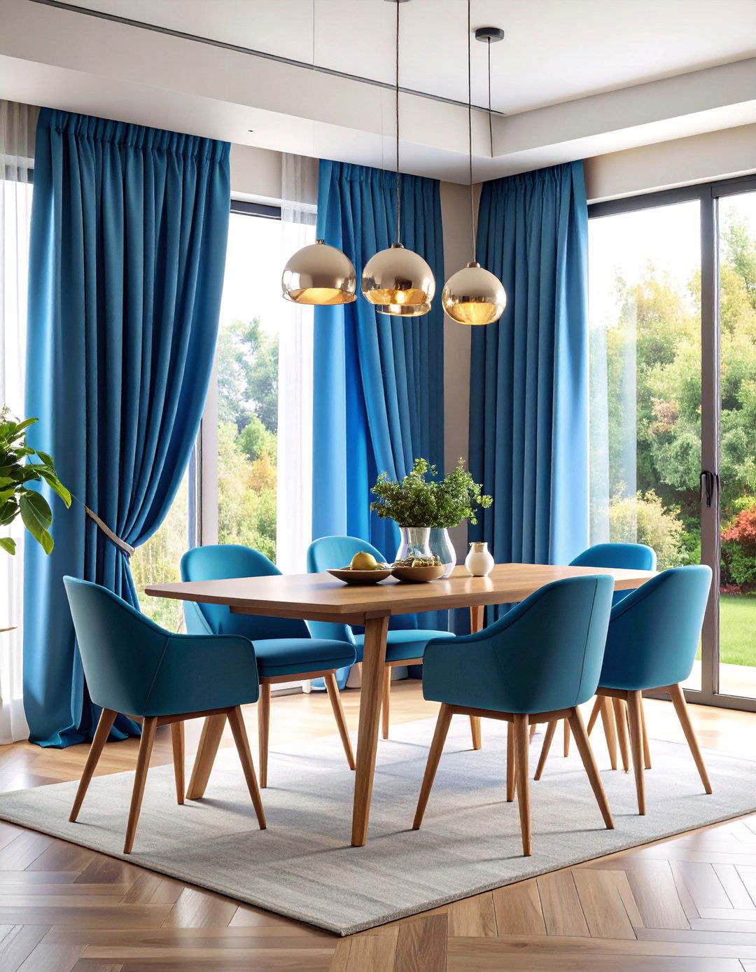 Grommet Top Curtains with Modern Hardware - 25 Dining Room Window Treatments