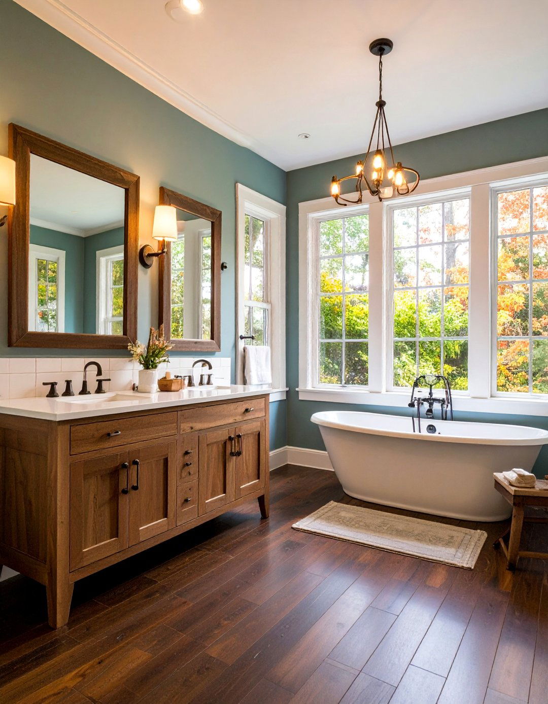 Guest Bathroom with Vintage Inspired Fixtures - 25 Dark Walnut Floors for Rooms