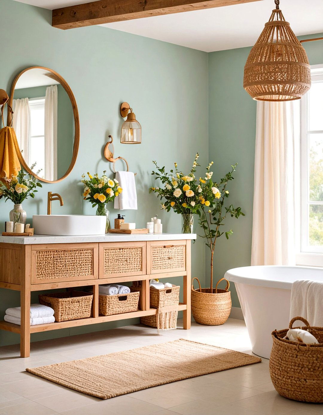 Guest Bathroom with Welcoming Touches - 25 Modern Farmhouse Bathroom Ideas