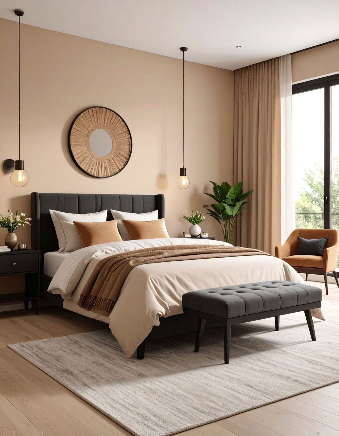 Guest Bedroom with Welcoming Comfort - 25 Black and Beige Bedroom Design Ideas
