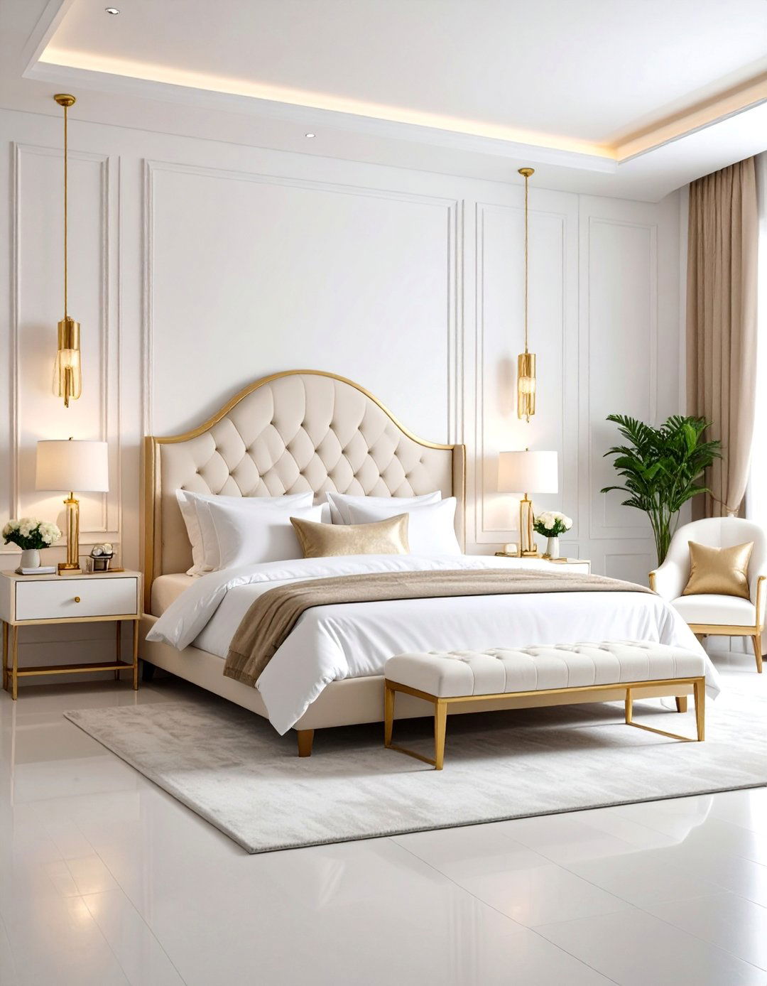 Guest Room White and Gold Bedroom - 25 White and Gold Bedroom Ideas