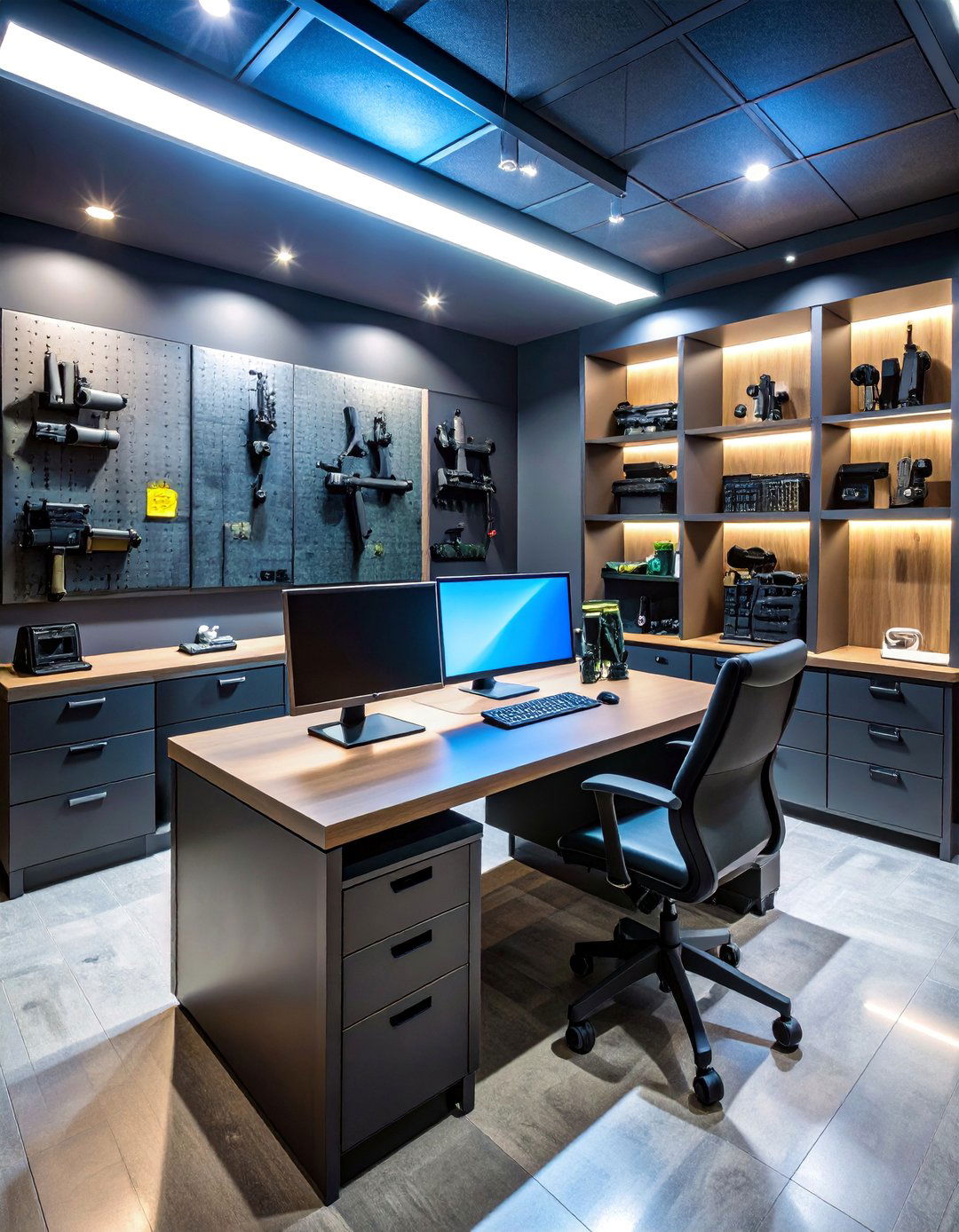 Gun Room Office with Professional Workspace - 25 Gun Room Ideas