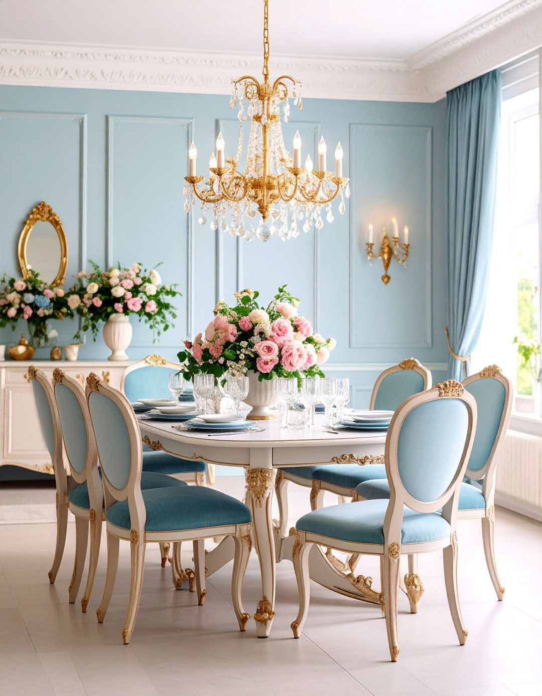 Gustavian Swedish Dining Room with Painted Furniture - 25 Vintage Decor Ideas