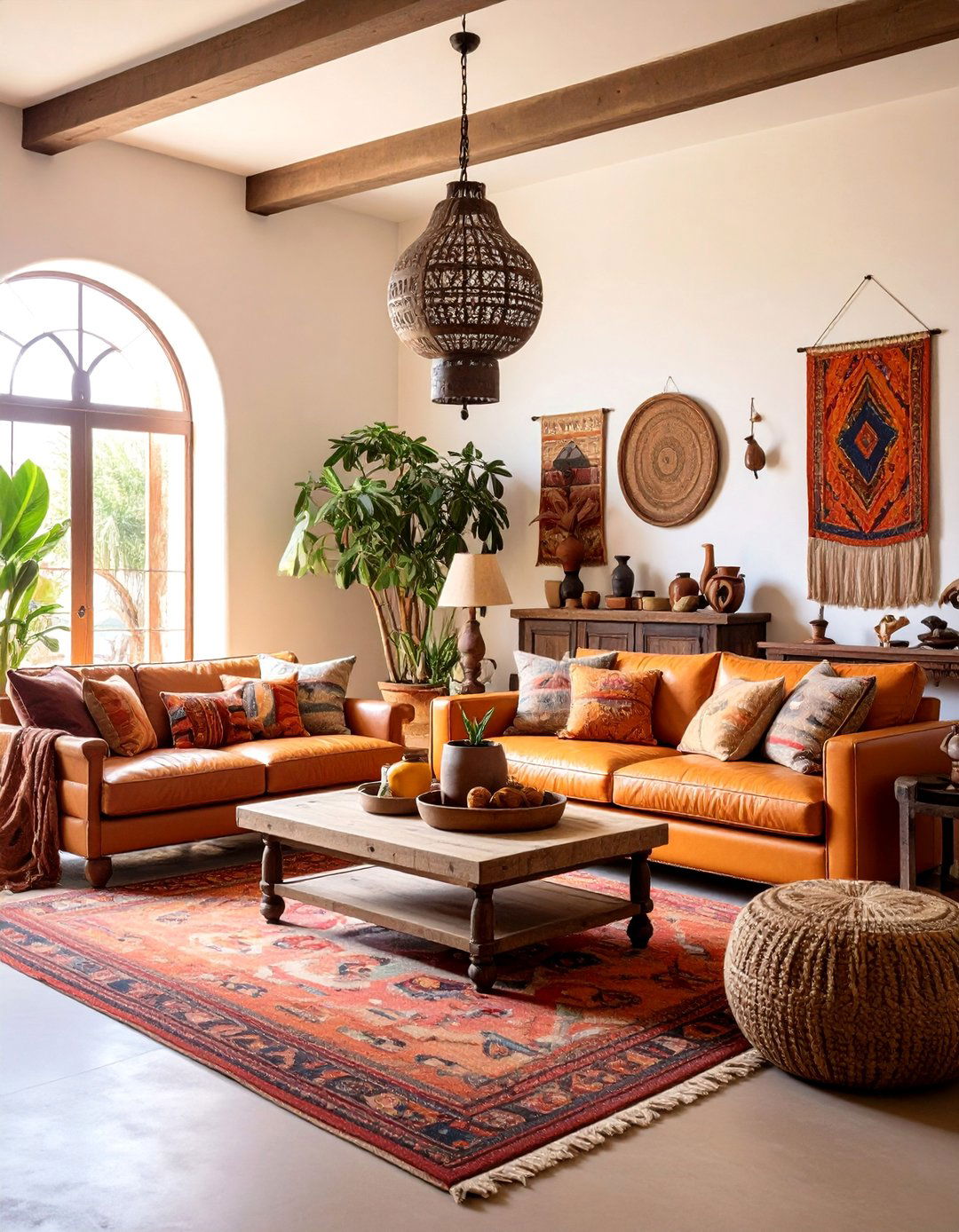 Hacienda Style Living Room with Rustic Furniture - 25 Spanish Style Living Room Ideas