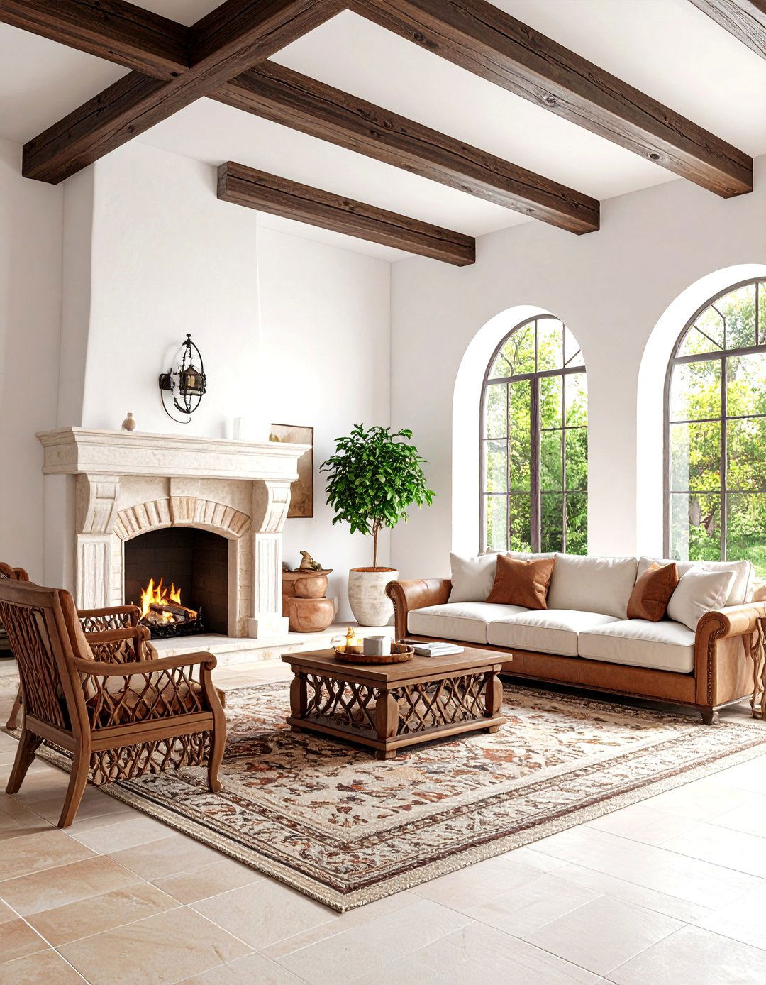 Hacienda Style Living Room with Spanish Colonial Elements - 25 Southwestern Living Room Ideas