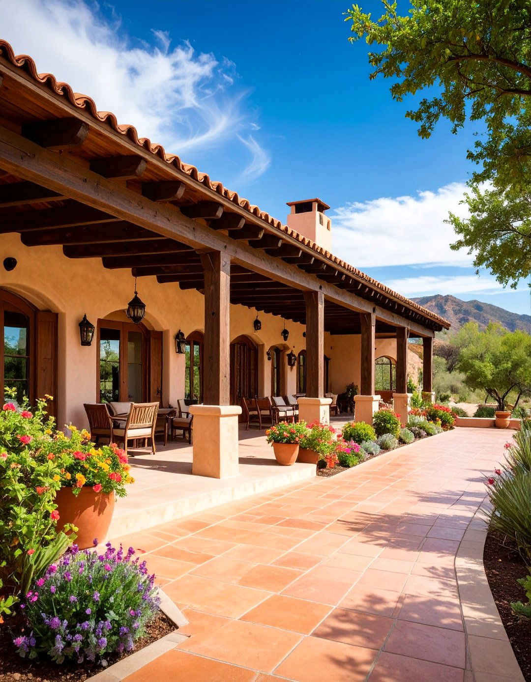 Hacienda Style with Extended Portales - 25 spanish style home exterior ideas