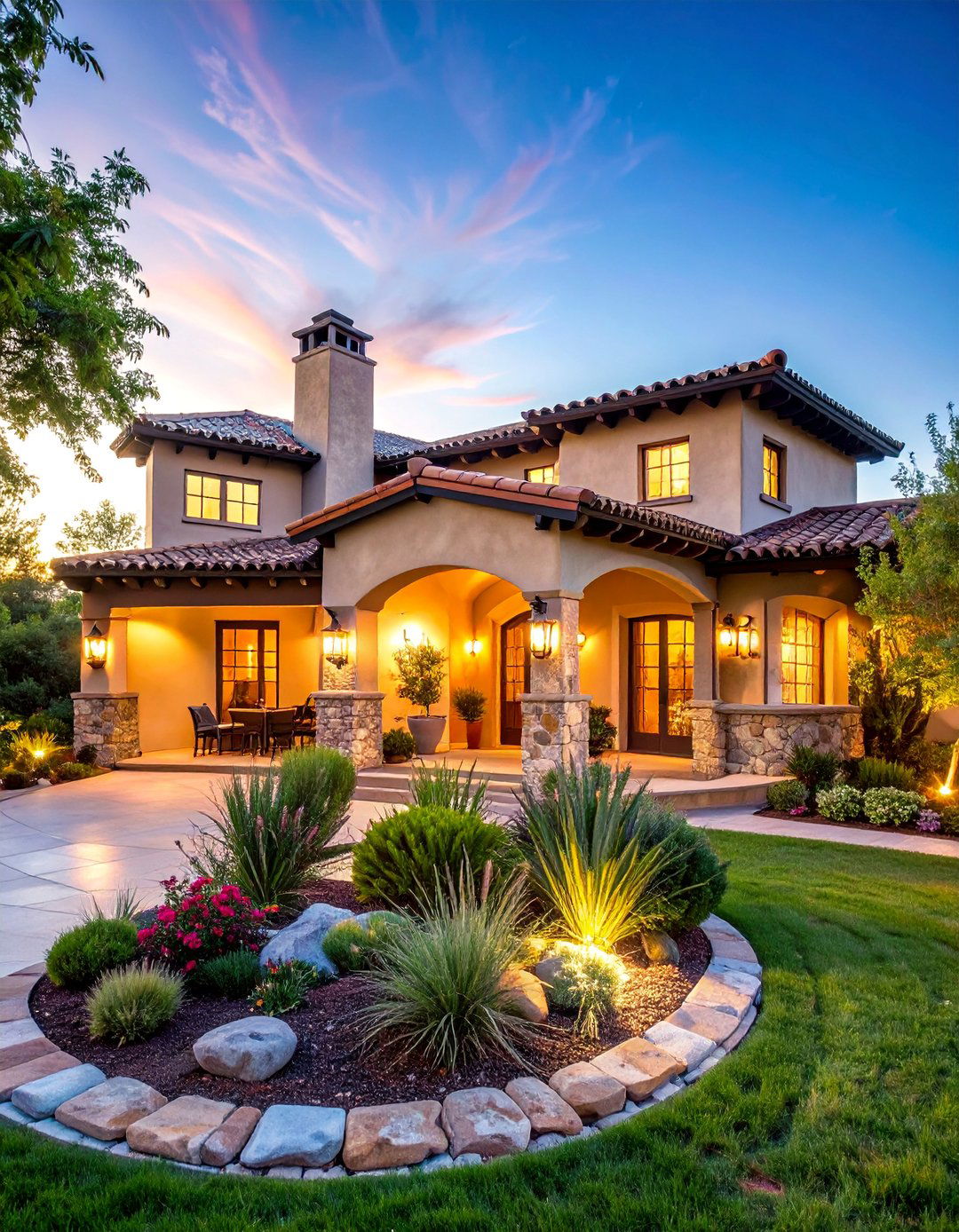 Hacienda with Stone and Stucco Walls - 25 Mexican Style House Design Ideas