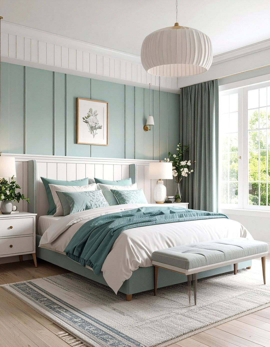 Half Wall Shiplap with Picture Ledge - 25 Shiplap Bedroom Ideas