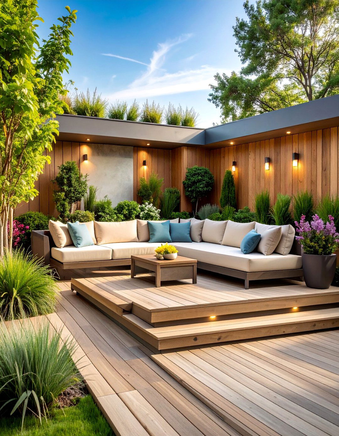 Half Wall with Built In Seating - 25 Deck With Privacy Wall