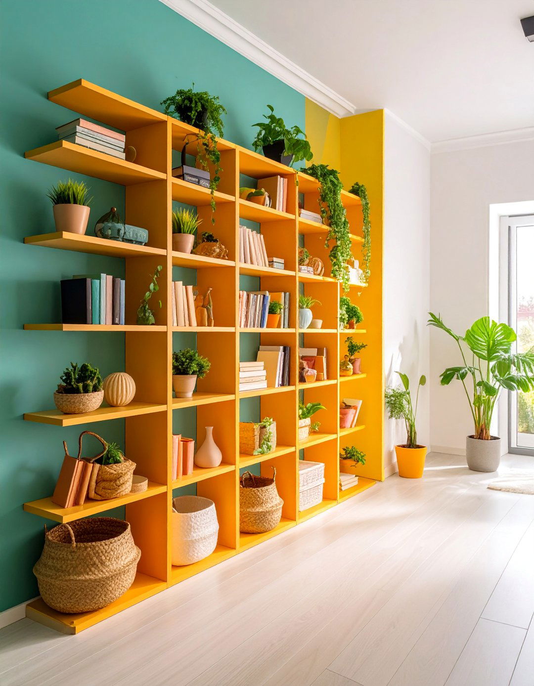 Half Wall with Shelving Display - 25 Half Wall Ideas