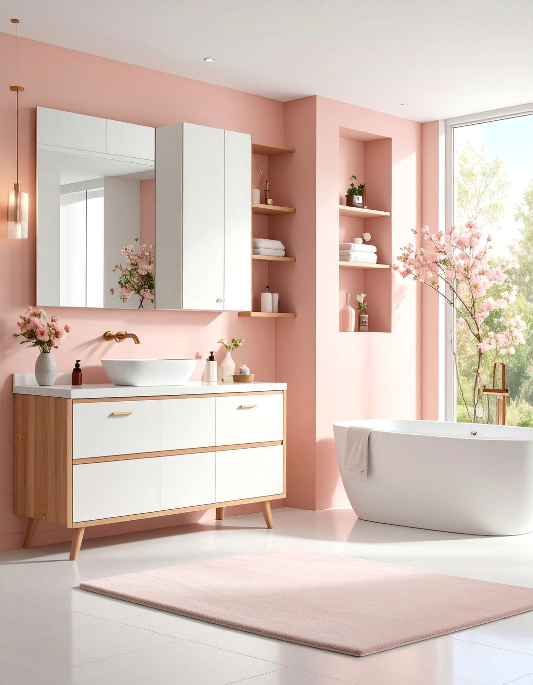 Hall Bathroom with Built in Storage Nooks - 25 Hall Bathroom Ideas