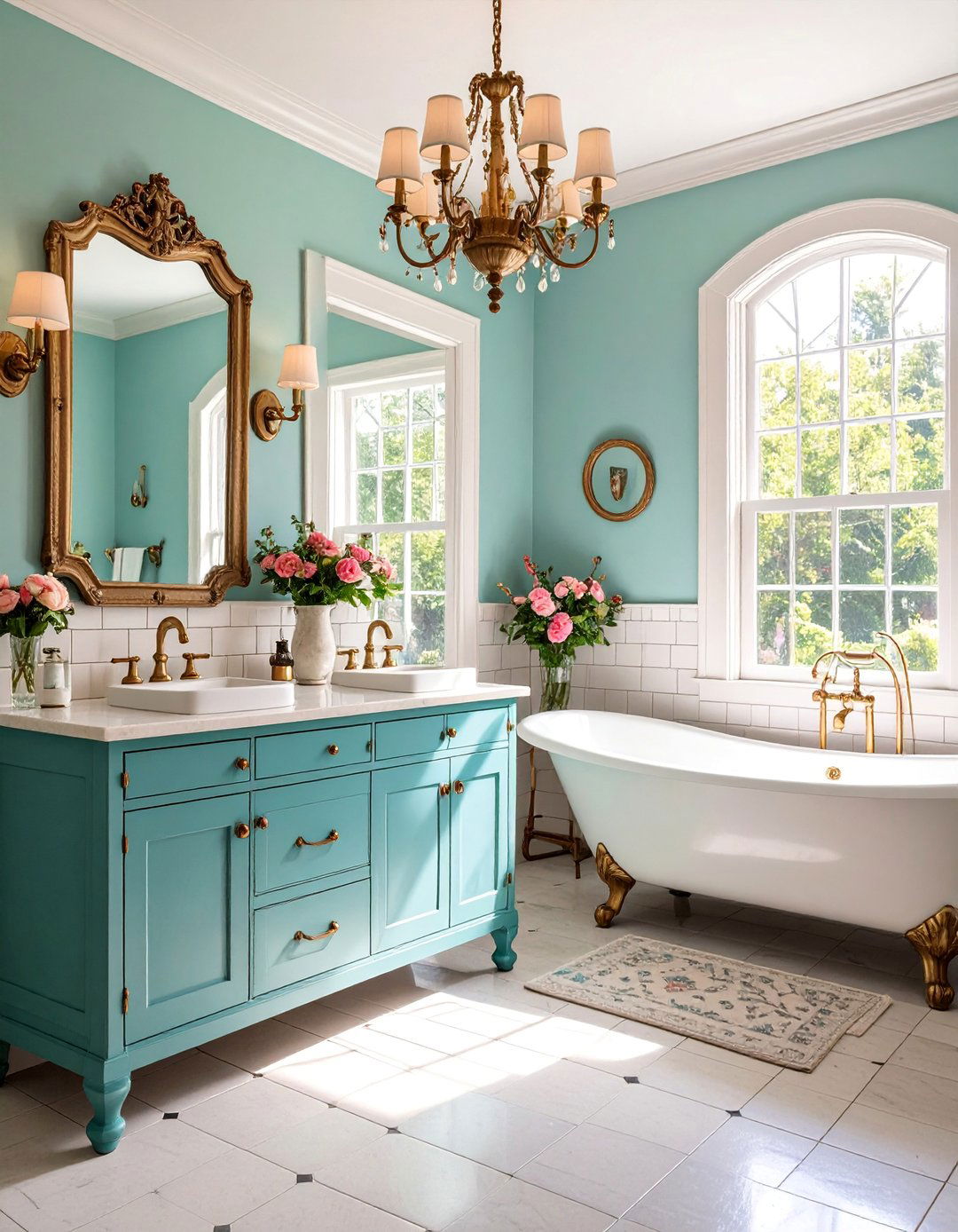 Hall Bathroom with Vintage Medicine Cabinet Storage - 25 Hall Bathroom Ideas