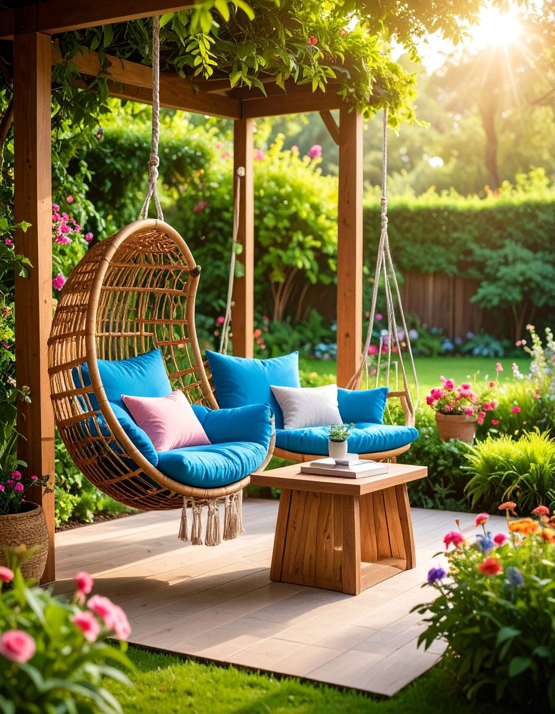 Hammock Chair Reading Nook with Privacy Screening - 25 Outdoor Seating Ideas