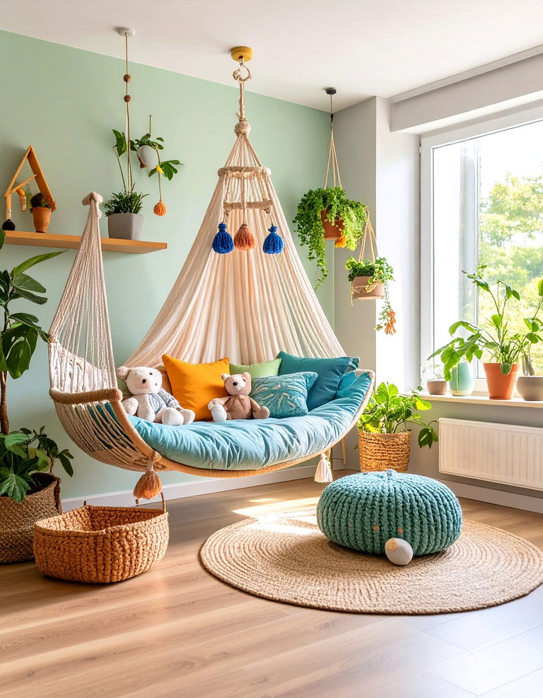 Hammock Corner Toy Storage System - 25 Living Room Toy Storage Ideas