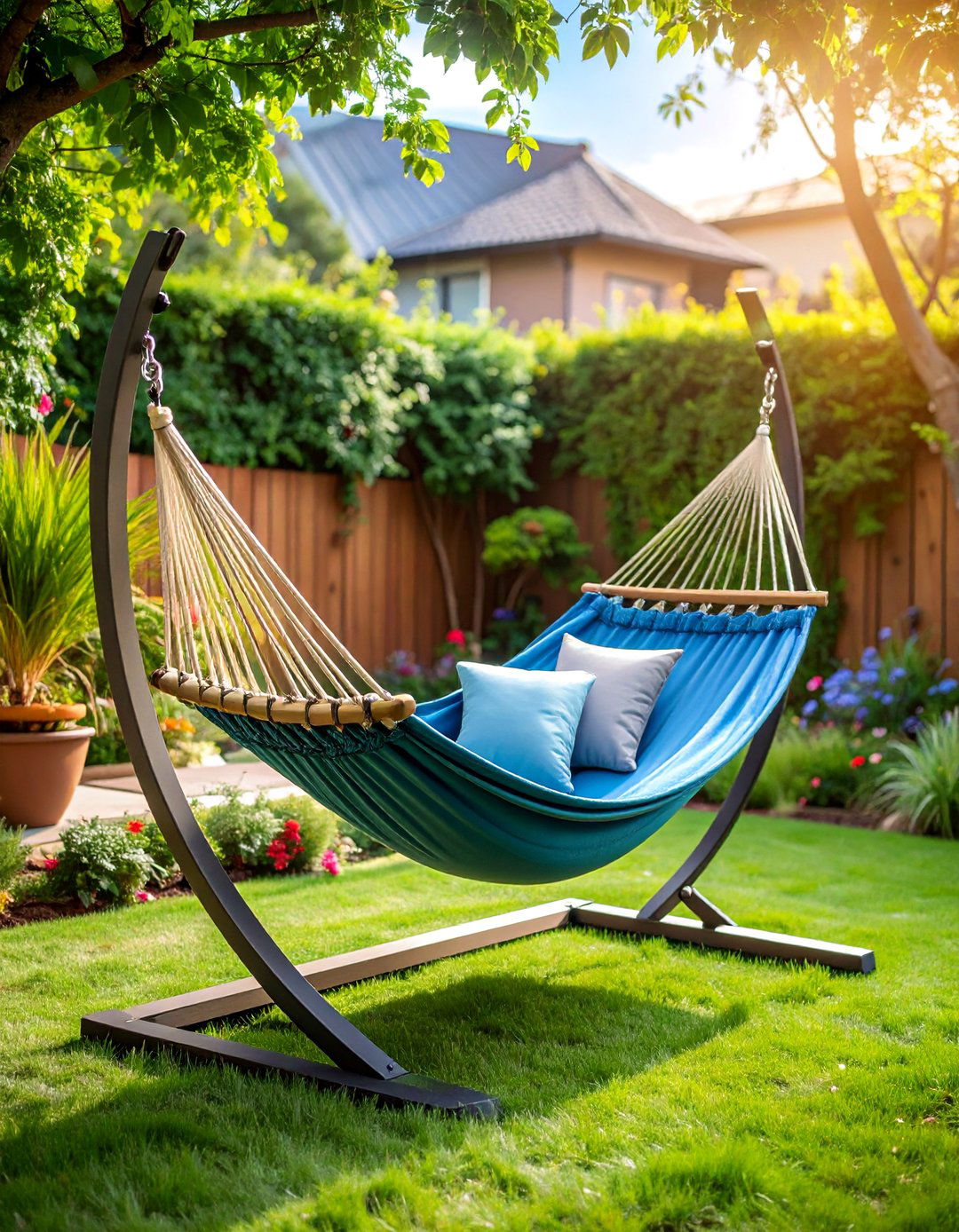 Hammock Stand with Swing Chair - 25 Outdoor Furniture Ideas