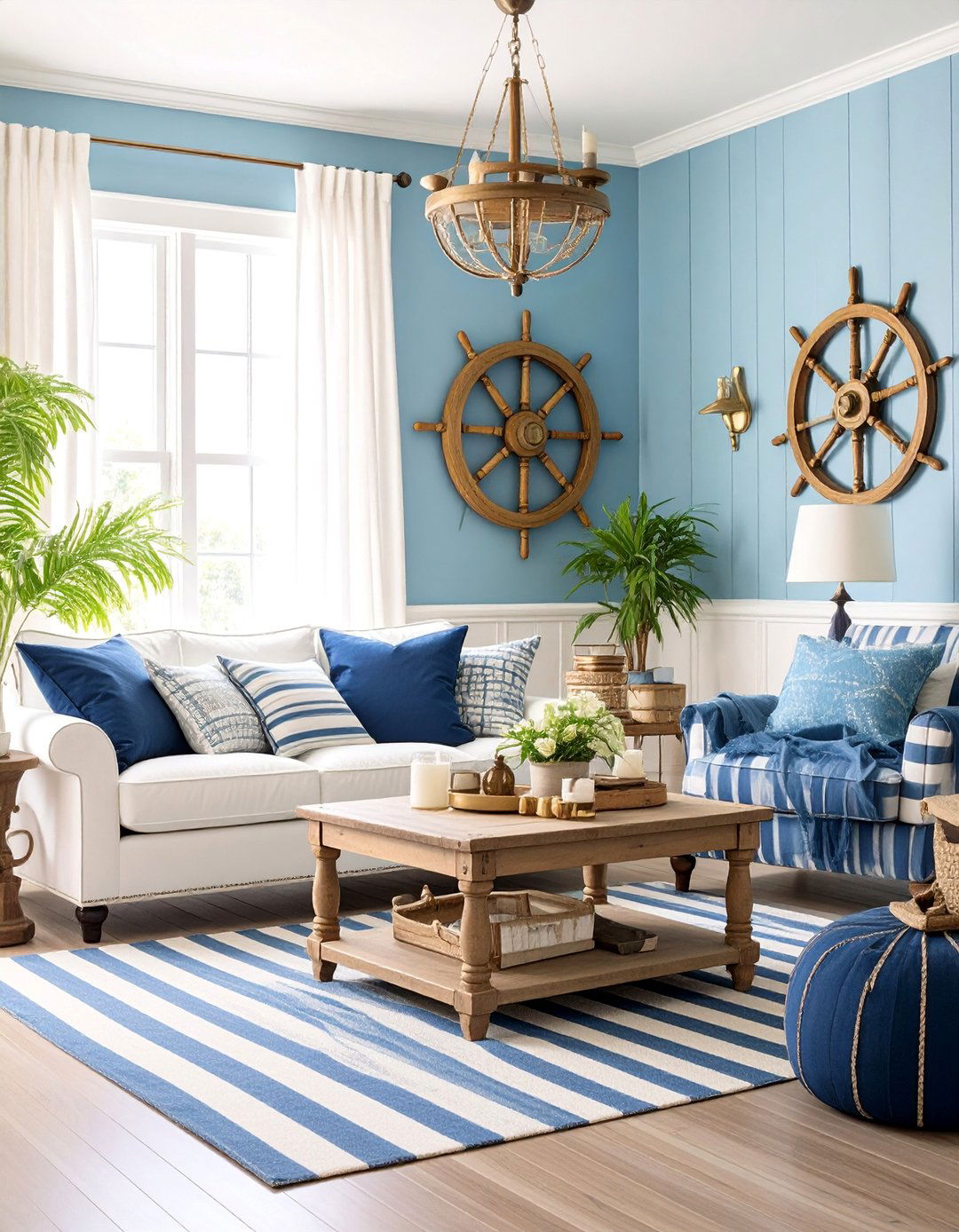 Hamptons Living Room with Vintage Nautical Decor - 25 Hamptons Living Room Ideas