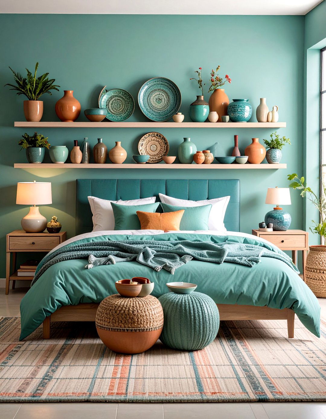 Hand Painted Ceramic Pottery Showcase Bedroom - 25 Mexican Bedroom Ideas