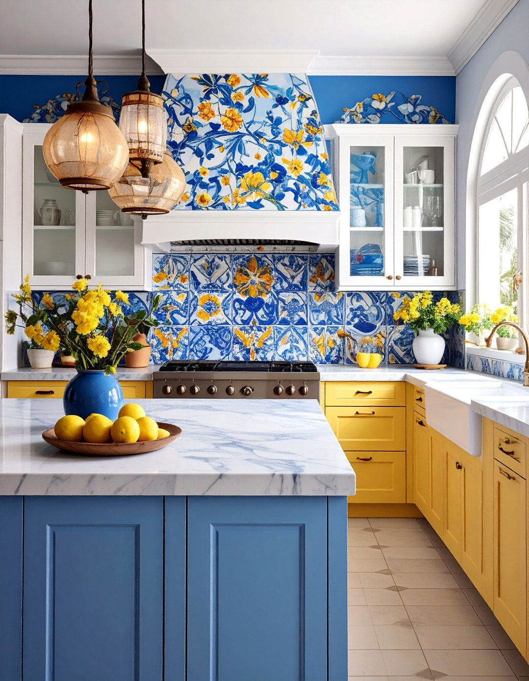 Hand Painted Tile Backsplash Focus - 25 spanish interior design ideas