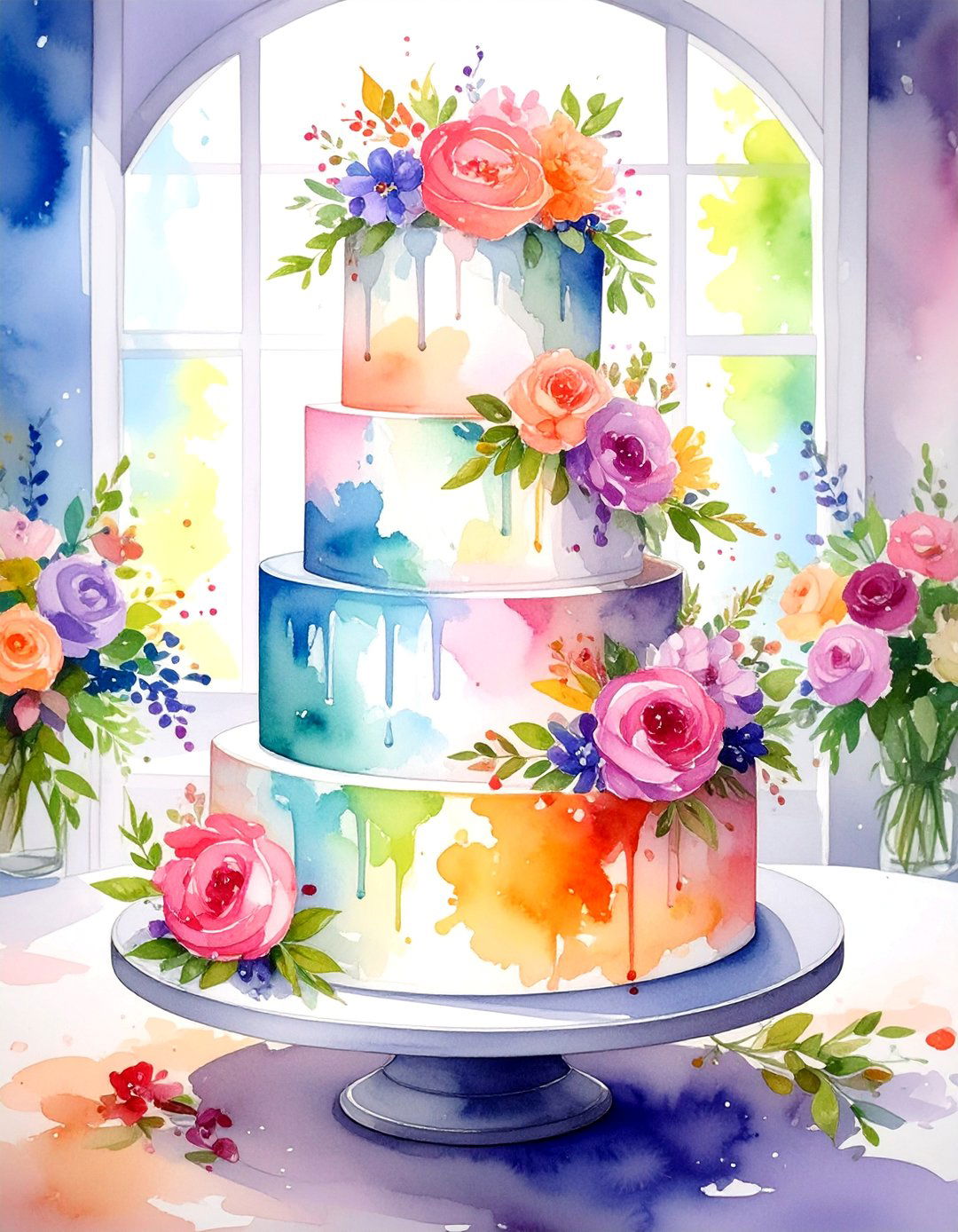 Hand Painted Watercolor Wedding Cake with Artistic Flair - 25 Wedding Cake Ideas