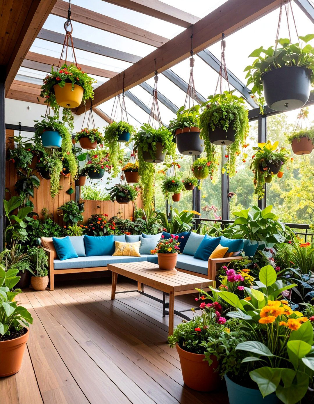 Hanging Basket Forest with Cascading Plant Design - 25 Urban Garden Ideas