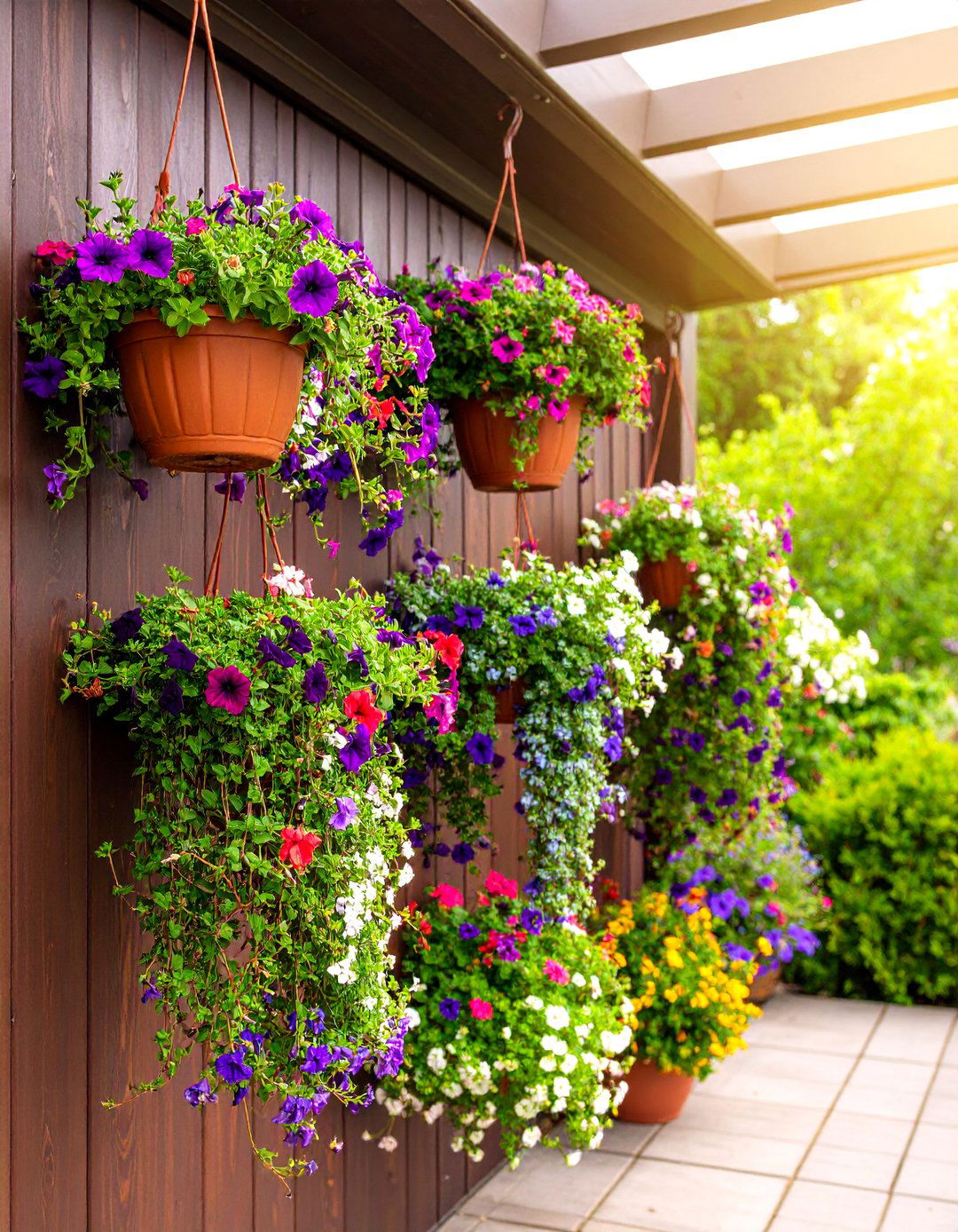 Hanging Basket Garden with Cascading Flowers - 25 Small Garden Ideas